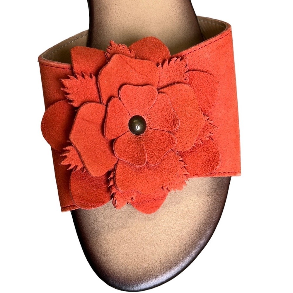 Mariella | Suede Leather 3D Floral Appliqué/Cutouts Persimmon‎ Orange Siz… - Picture 4 of 15